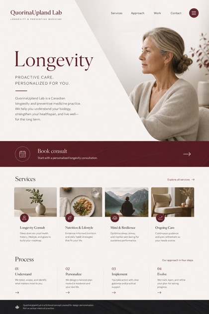 Healthcare website design for Canada, showing a clear opening, service information, supporting content, and a focused inquiry action.