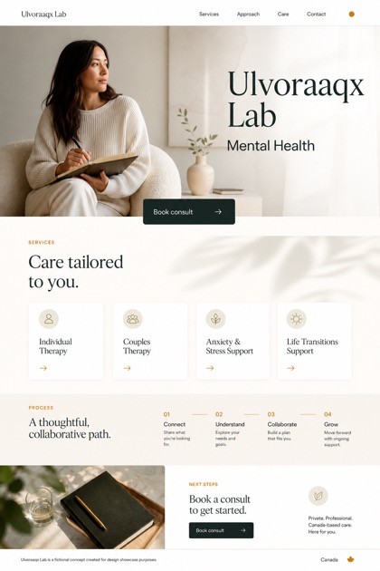 Healthcare website design for Canada, showing a clear opening, service information, supporting content, and a focused inquiry action.