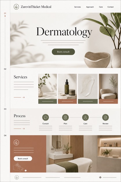 Healthcare website design for Canada, showing a clear opening, service information, supporting content, and a focused inquiry action.