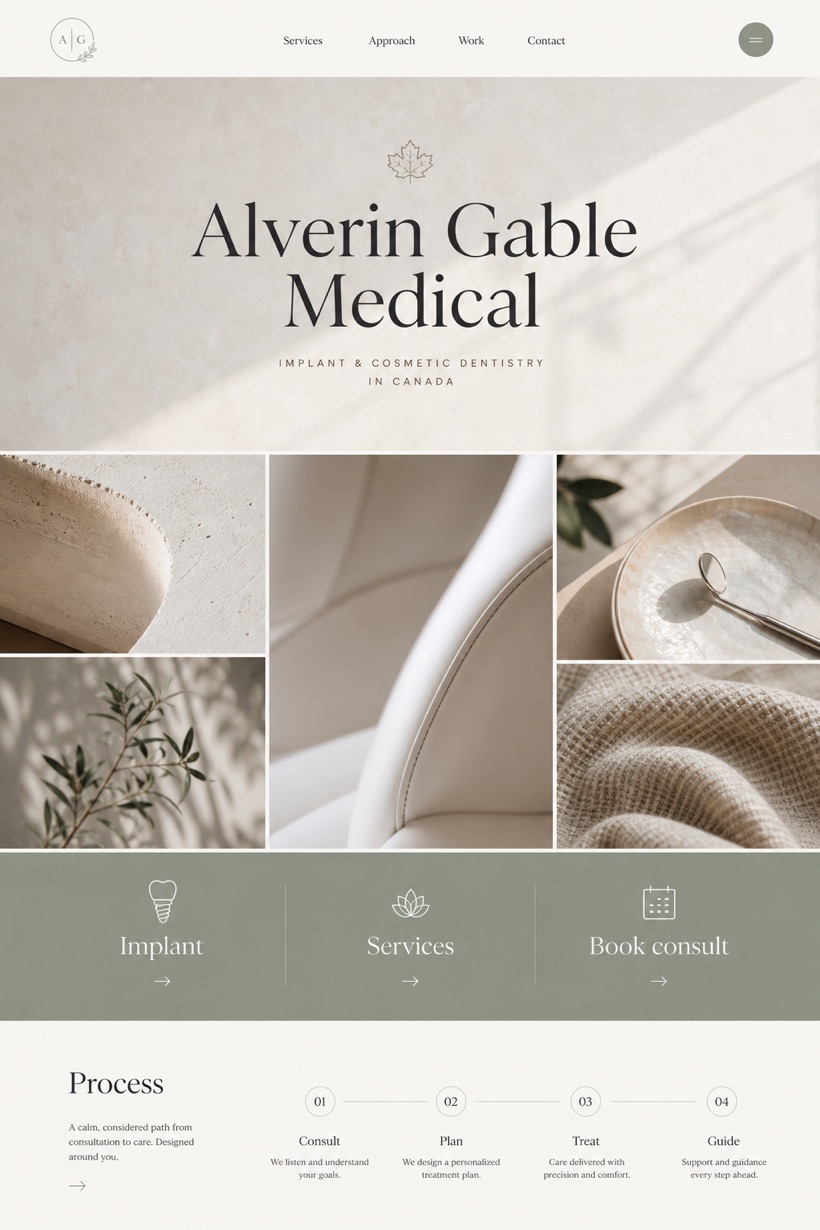 Healthcare website design for Canada, showing a clear opening, service information, supporting content, and a focused inquiry action.