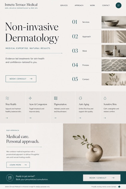 Healthcare website design for Canada, showing a clear opening, service information, supporting content, and a focused inquiry action.