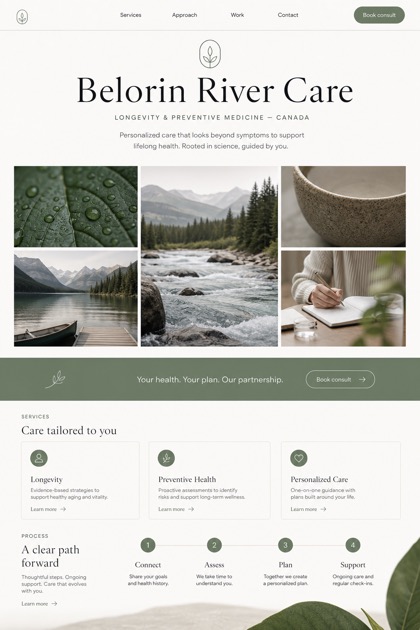 Healthcare website design for Canada, showing a clear opening, service information, supporting content, and a focused inquiry action.