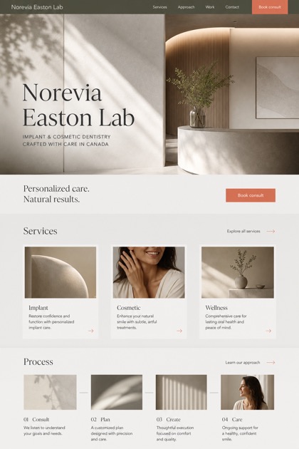 Healthcare website design for Canada, showing a clear opening, service information, supporting content, and a focused inquiry action.