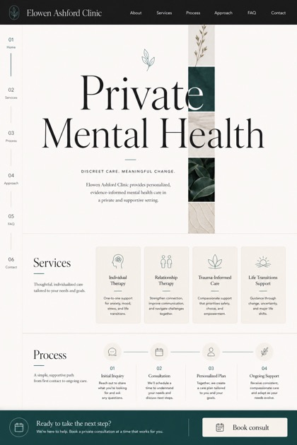 Healthcare website design for Canada, showing a clear opening, service information, supporting content, and a focused inquiry action.
