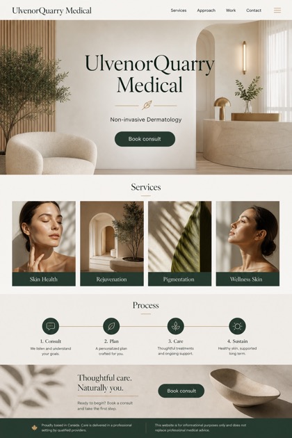 Healthcare website design for Canada, showing a clear opening, service information, supporting content, and a focused inquiry action.