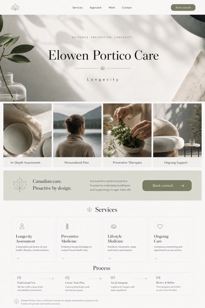 Healthcare website design for Canada, showing a clear opening, service information, supporting content, and a focused inquiry action.