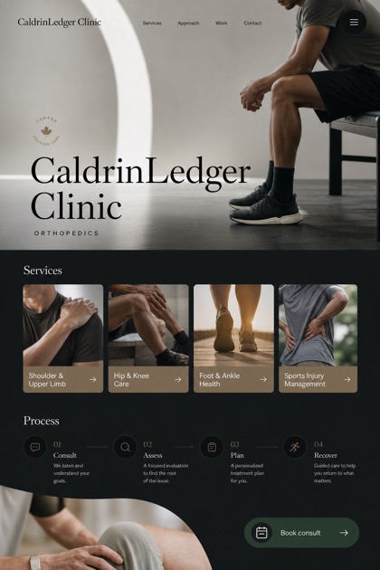 Healthcare website design for Canada, showing a clear opening, service information, supporting content, and a focused inquiry action.