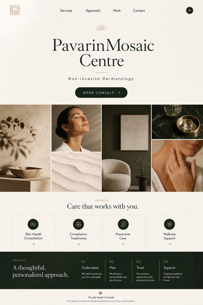 Healthcare website design for Canada, showing a clear opening, service information, supporting content, and a focused inquiry action.