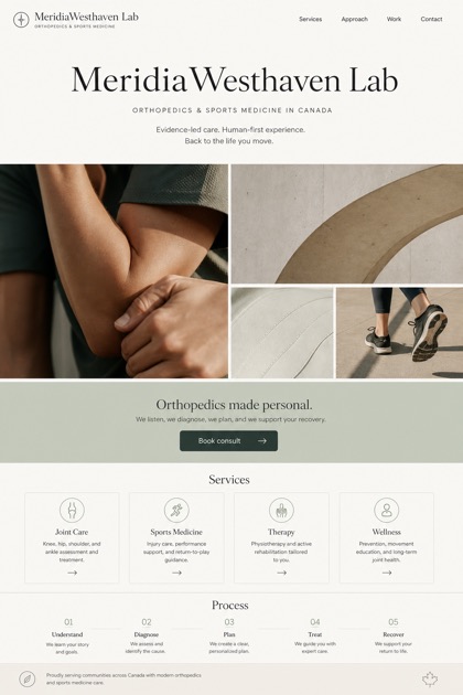 Healthcare website design for Canada, showing a clear opening, service information, supporting content, and a focused inquiry action.