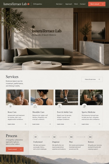 Healthcare website design for Canada, showing a clear opening, service information, supporting content, and a focused inquiry action.