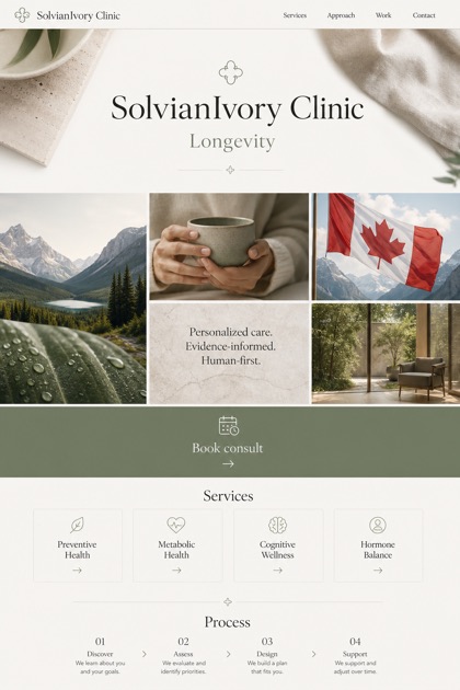 Healthcare website design for Canada, showing a clear opening, service information, supporting content, and a focused inquiry action.