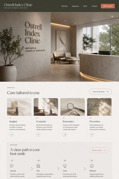 Healthcare website design for Canada, showing a clear opening, service information, supporting content, and a focused inquiry action.