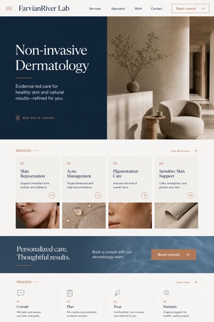 Healthcare website design for Canada, showing a clear opening, service information, supporting content, and a focused inquiry action.