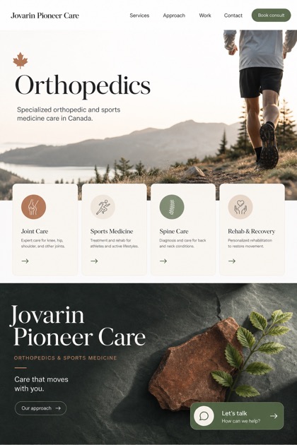 Healthcare website design for Canada, showing a clear opening, service information, supporting content, and a focused inquiry action.