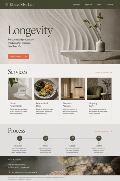 Healthcare website design for Canada, showing a clear opening, service information, supporting content, and a focused inquiry action.