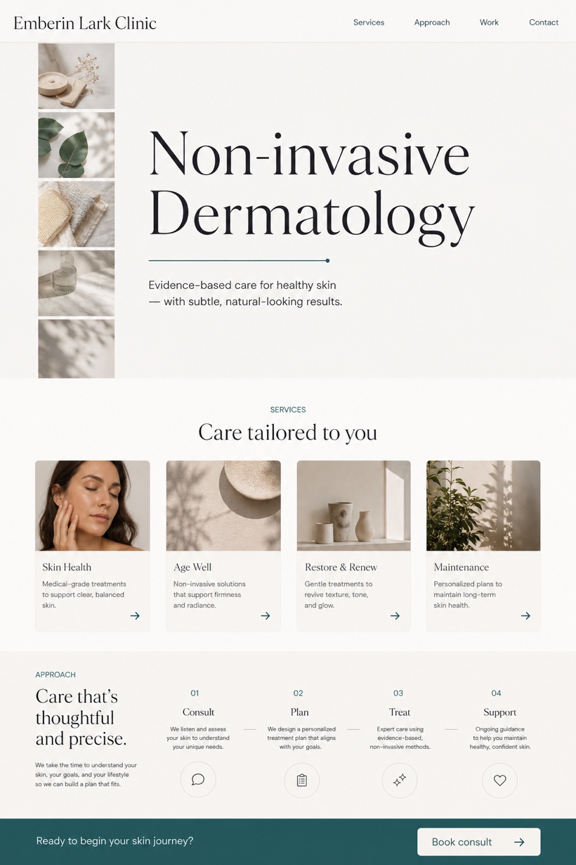 Healthcare website design for Canada, showing a clear opening, service information, supporting content, and a focused inquiry action.