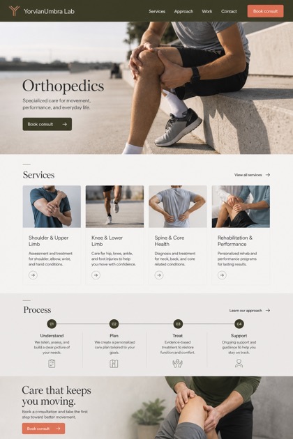 Healthcare website design for Canada, showing a clear opening, service information, supporting content, and a focused inquiry action.
