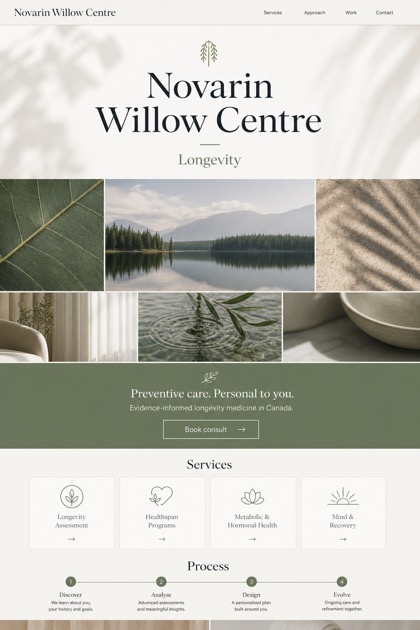 Healthcare website design for Canada, showing a clear opening, service information, supporting content, and a focused inquiry action.
