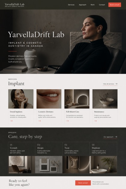 Healthcare website design for Canada, showing a clear opening, service information, supporting content, and a focused inquiry action.
