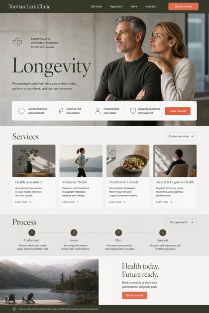Healthcare website design for Canada, showing a clear opening, service information, supporting content, and a focused inquiry action.