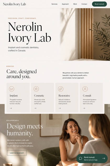 Healthcare website design for Canada, showing a clear opening, service information, supporting content, and a focused inquiry action.