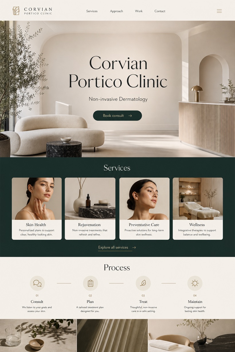Healthcare website design for Canada, showing a clear opening, service information, supporting content, and a focused inquiry action.