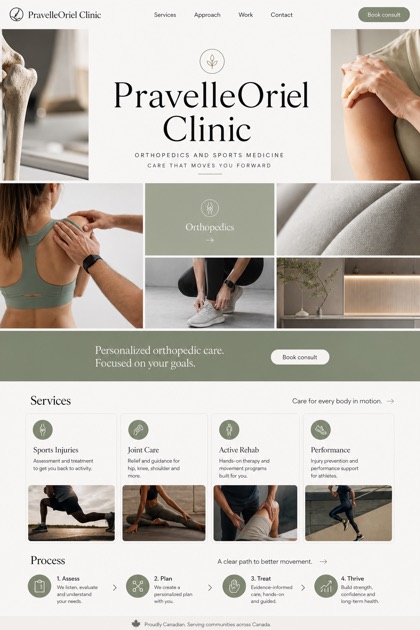Healthcare website design for Canada, showing a clear opening, service information, supporting content, and a focused inquiry action.