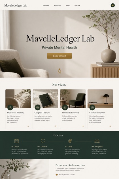 Healthcare website design for Canada, showing a clear opening, service information, supporting content, and a focused inquiry action.