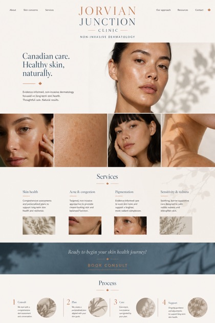 Healthcare website design for Canada, showing a clear opening, service information, supporting content, and a focused inquiry action.