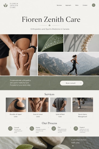 Healthcare website design for Canada, showing a clear opening, service information, supporting content, and a focused inquiry action.