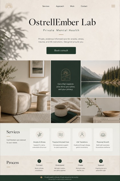 Healthcare website design for Canada, showing a clear opening, service information, supporting content, and a focused inquiry action.