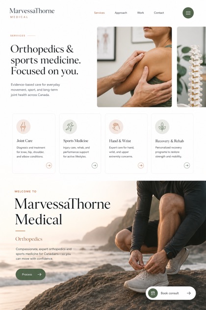 Healthcare website design for Canada, showing a clear opening, service information, supporting content, and a focused inquiry action.
