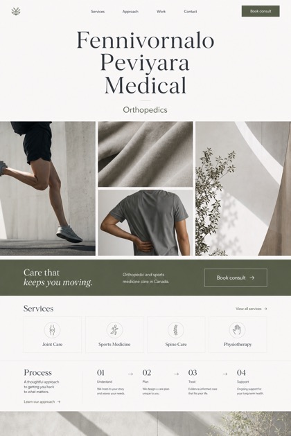 Healthcare website design for Canada, showing a clear opening, service information, supporting content, and a focused inquiry action.
