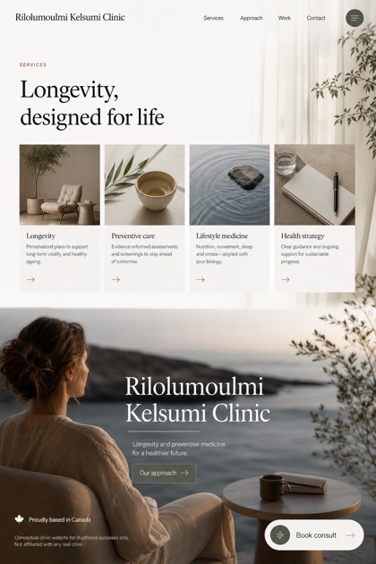 Healthcare website design for Canada, showing a clear opening, service information, supporting content, and a focused inquiry action.
