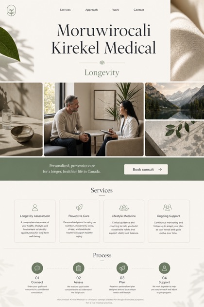 Healthcare website design for Canada, showing a clear opening, service information, supporting content, and a focused inquiry action.