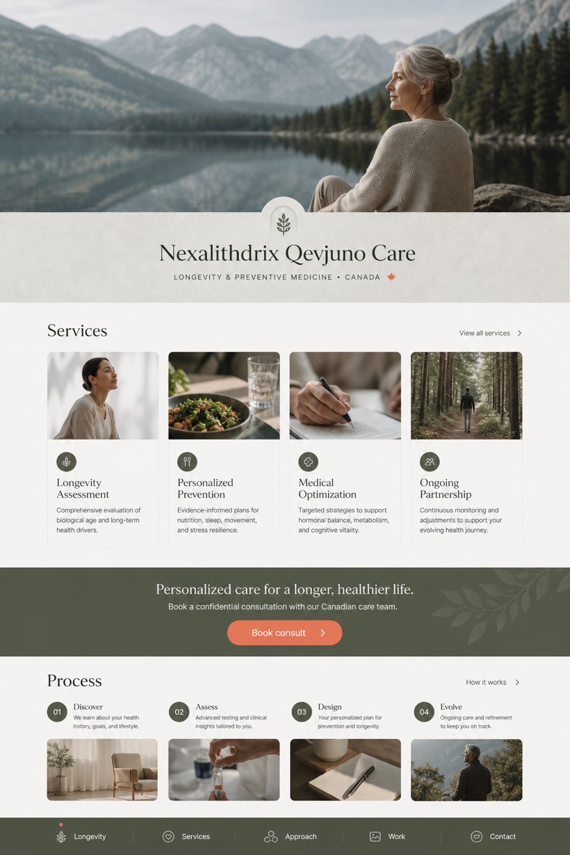 Healthcare website design for Canada, showing a clear opening, service information, supporting content, and a focused inquiry action.
