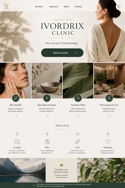 Healthcare website design for Canada, showing a clear opening, service information, supporting content, and a focused inquiry action.