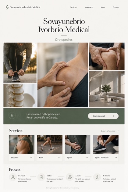 Healthcare website design for Canada, showing a clear opening, service information, supporting content, and a focused inquiry action.