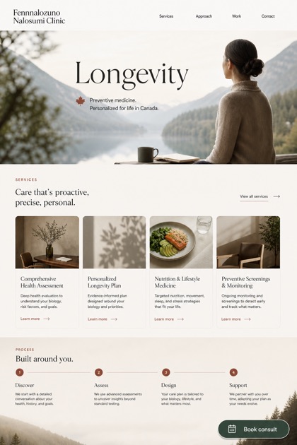 Healthcare website design for Canada, showing a clear opening, service information, supporting content, and a focused inquiry action.
