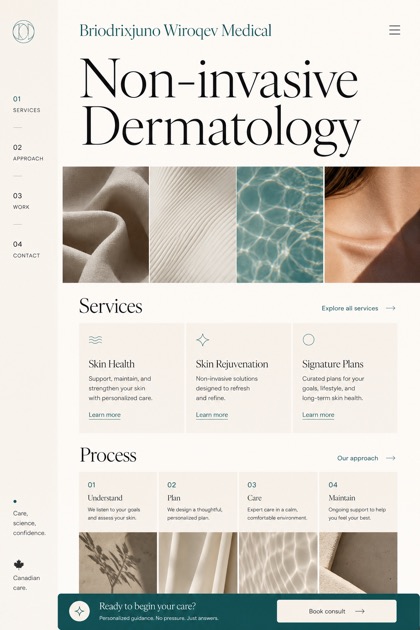 Healthcare website design for Canada, showing a clear opening, service information, supporting content, and a focused inquiry action.