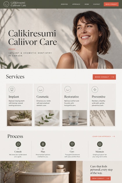 Healthcare website design for Canada, showing a clear opening, service information, supporting content, and a focused inquiry action.