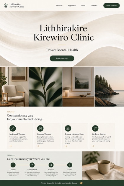 Healthcare website design for Canada, showing a clear opening, service information, supporting content, and a focused inquiry action.