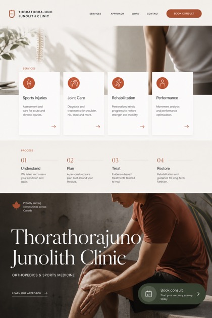 Healthcare website design for Canada, showing a clear opening, service information, supporting content, and a focused inquiry action.