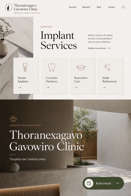 Healthcare website design for Canada, showing a clear opening, service information, supporting content, and a focused inquiry action.