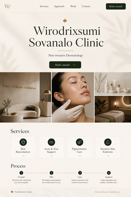 Healthcare website design for Canada, showing a clear opening, service information, supporting content, and a focused inquiry action.
