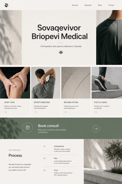 Healthcare website design for Canada, showing a clear opening, service information, supporting content, and a focused inquiry action.
