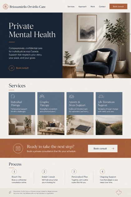 Healthcare website design for Canada, showing a clear opening, service information, supporting content, and a focused inquiry action.