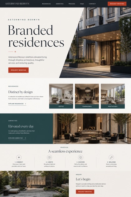 Property website design for Canada, showing a clear opening, service information, supporting content, and a focused inquiry action.