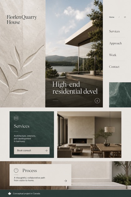 Property website design for Canada, showing a clear opening, service information, supporting content, and a focused inquiry action.