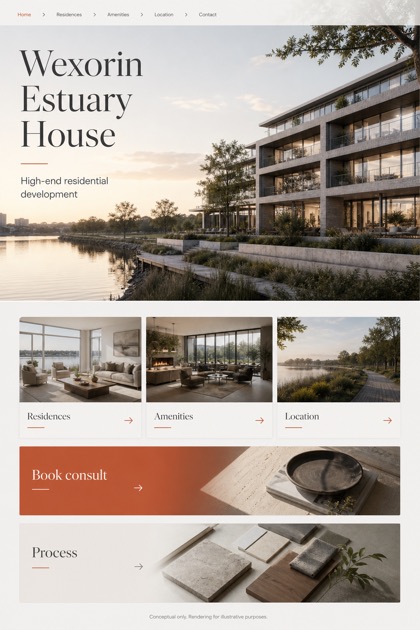 Property website design for Canada, showing a clear opening, service information, supporting content, and a focused inquiry action.